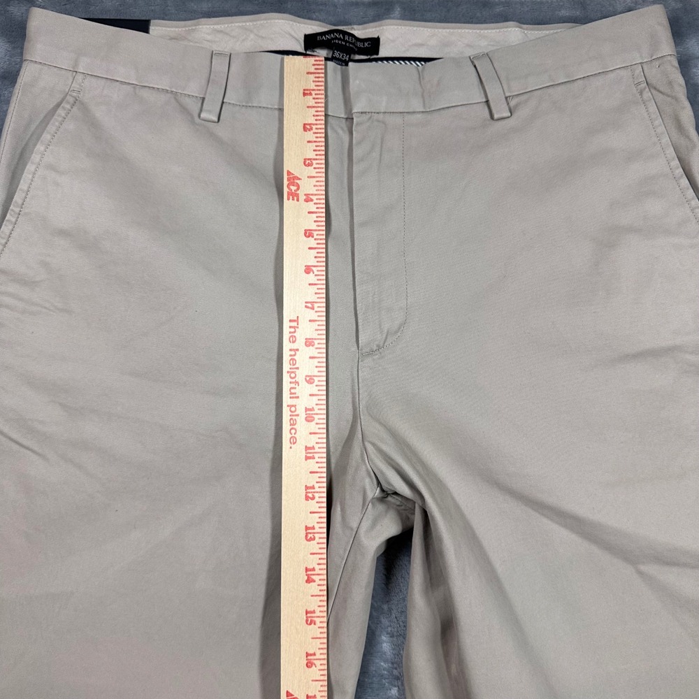 Banana Republic Aiden Chino Slim Fit Pants Mens 36x34 Tan Khaki Cotton New - Picture 5 of 14